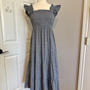 Hill House Blue Checkered Midi Dress